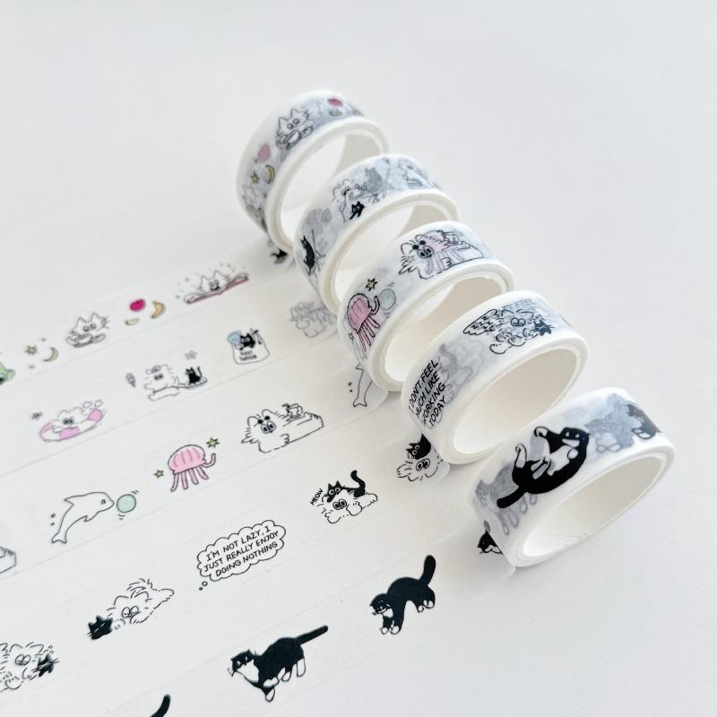 15mmx5m Cartoon Cat Washi Tape Cute Decorative Adhesive Tape for DIY Scrapbooking Journal Stationery