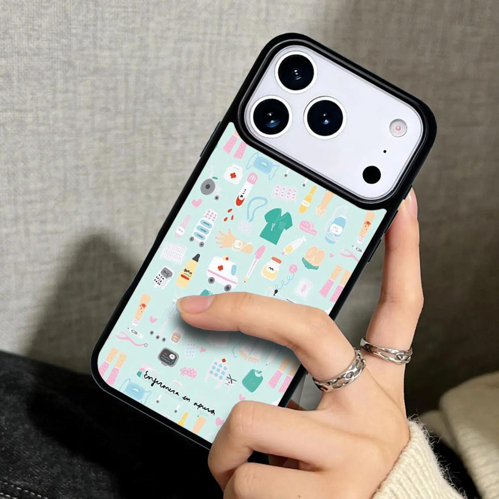 Capa Case for iPhone 17 Air 16 Pro Max 15 Plus 11 13 Mini 14 12 Back Phone Cover Nurse Stethoscope Heart Nursing Heartbeat