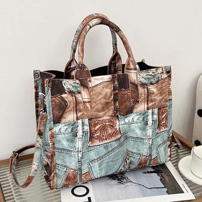 Módní Dámská Kabelka PU na Zip s Velkou Kapacitou Vysoce Kvalitní Patchworková Kabelka do Podpaží přes Rameno Měkká Všestranná Kabelka Crossbody