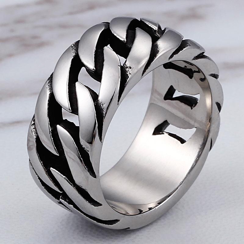 Solid 316L Stainless Steel Men's Finger Rings Stainless Ring for Men Women Size 7-13 Vintage Male Charm Jewelry Wedding Bands