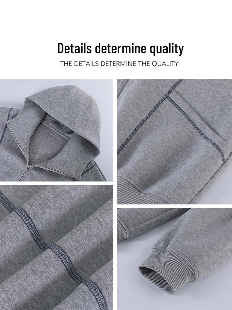 Women's Gray Sweatshirt Jacket - 2025 Early Autumn/Winter Korean-Style Petite Versatile Commuter Outfit