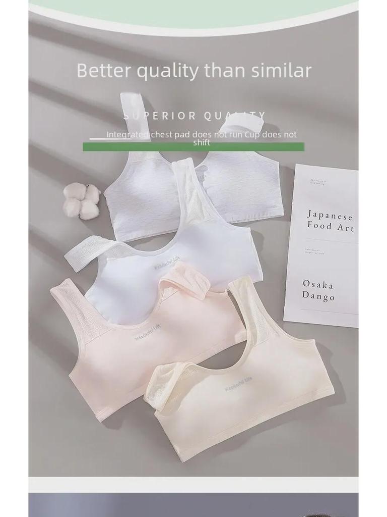 Dívčí podprsenka ze síťoviny z čisté bavlny s pevnými vycpávkami