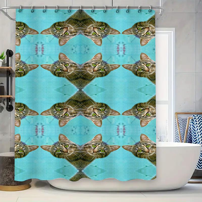 

Vibrant Purple Iris Shower Curtain: Waterproof Fabric With Green Background Perfect For Bathroom Decor W60H190(CM)-1 Pcs