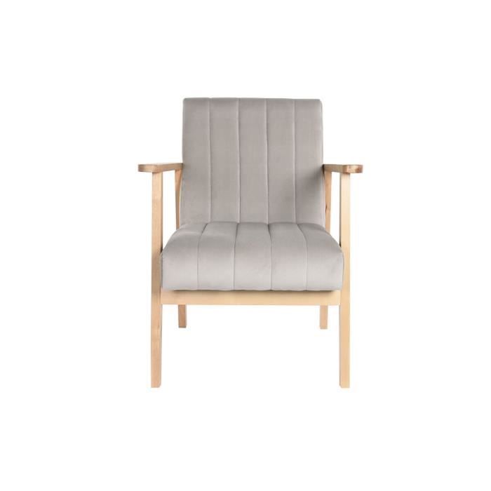 Fauteuil - Naturel Gris Beige - 63 x 68 x 81 cm - Pin - Blanc