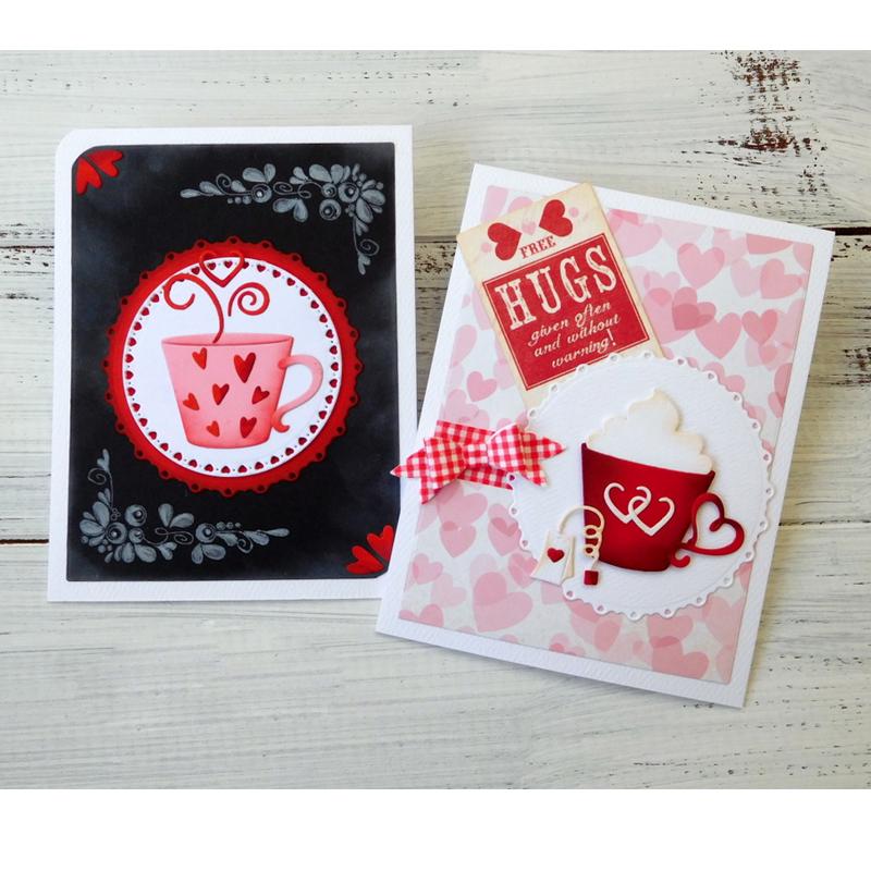 Love Heart Coffee Cup Shape Metal Cutting Dies Stencil Scrapbook Album Embossing Card Making Decor