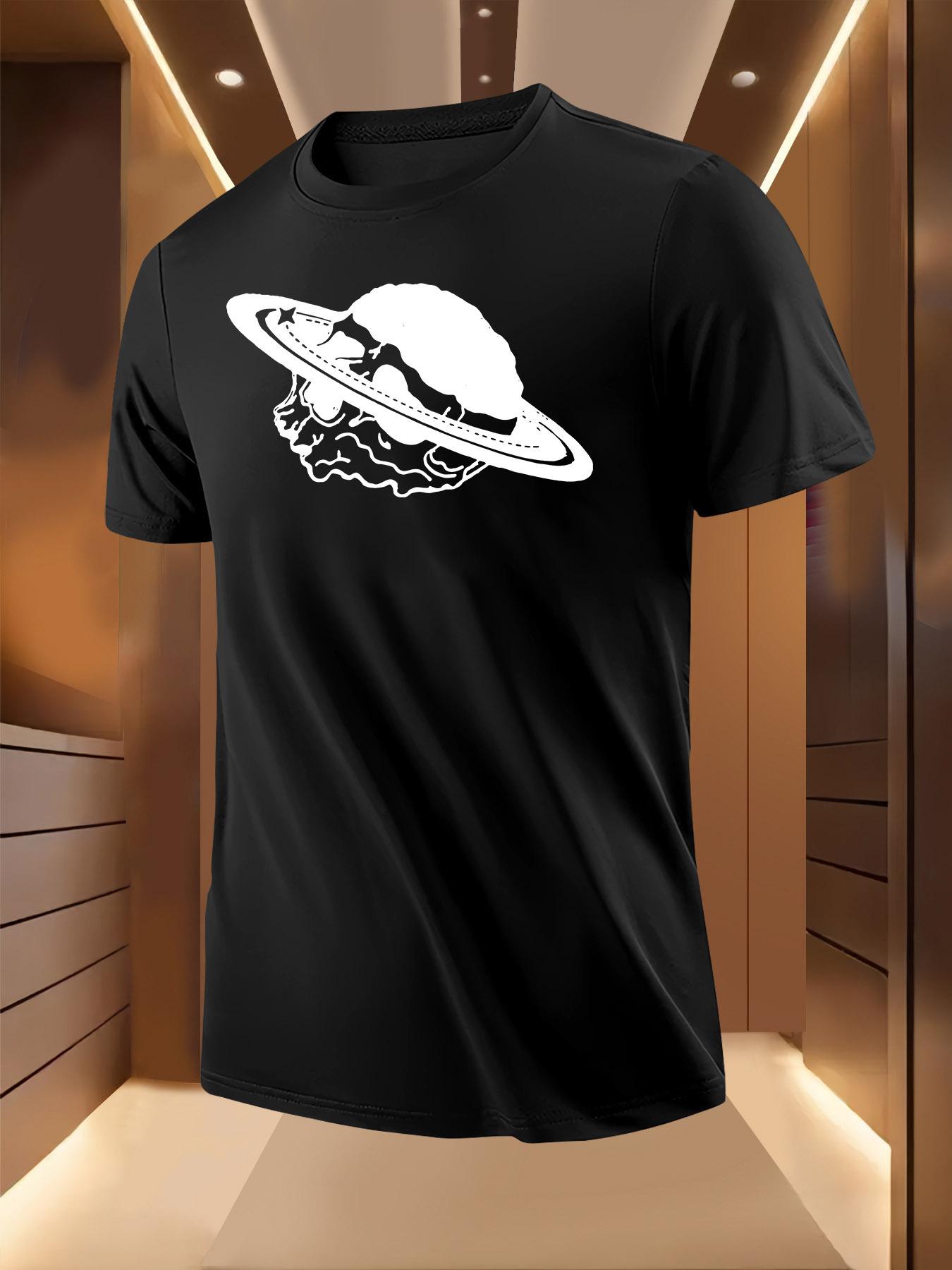 Skull and for SATURN Rings Graphic Tshirt Graphic Print T... XXXL