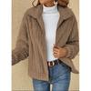 2024 Autumn/Winter Women's Ribbed Plush Lapel Cardigan Jacket
