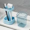 All-In-One Toothbrush Holder & Cup, With Cover. 16Cm, Organizes Brushes, Saves Counter Space