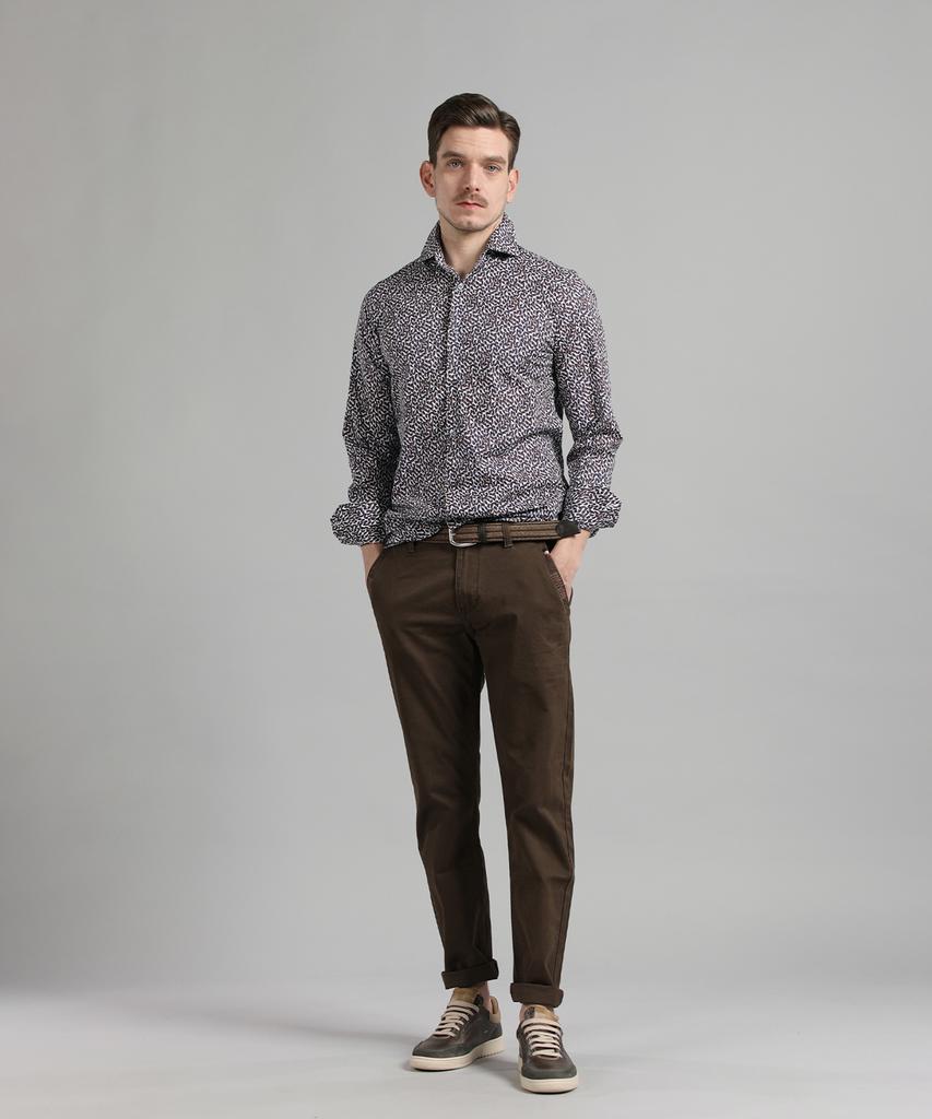 PANICALE Brown Embroidered Point Cotton Pants (Type B)