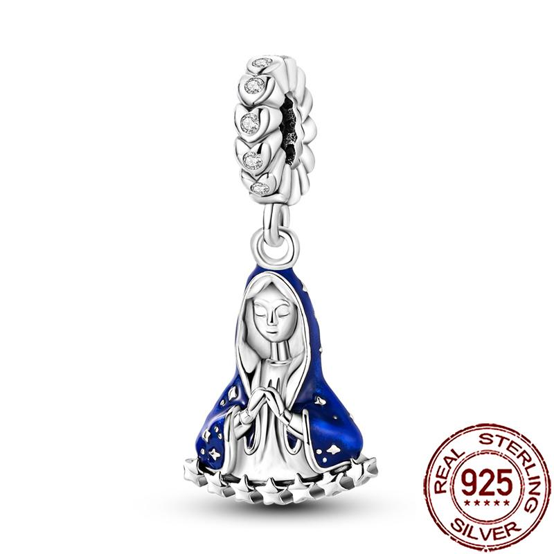 Charms Copper Angel Crucifix Cross Dangle Religious Beads Fit Snake Chain Bracelet Necklace Women Diy Jewelry