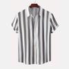 2026 Hawaii Camicia a Maniche Corte a Righe da Uomo Top Casual da Ufficio da Uomo T-shirt Oversize Camicia Bottoni Estiva da Uomo 5XL