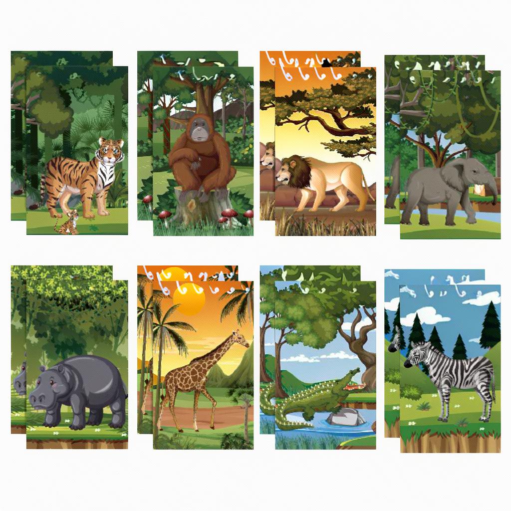 8pcs Forest Animals Spiral Notebook 80GSM Portable Tear-Off Memo Pad Jungle Wildlife School Diary Student Stationery