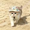 Mit Ohrlöchern Katze Fischerhut Verstellbar Hund Sonnenschutzhut Haustier Visierhut Sommerausflug
