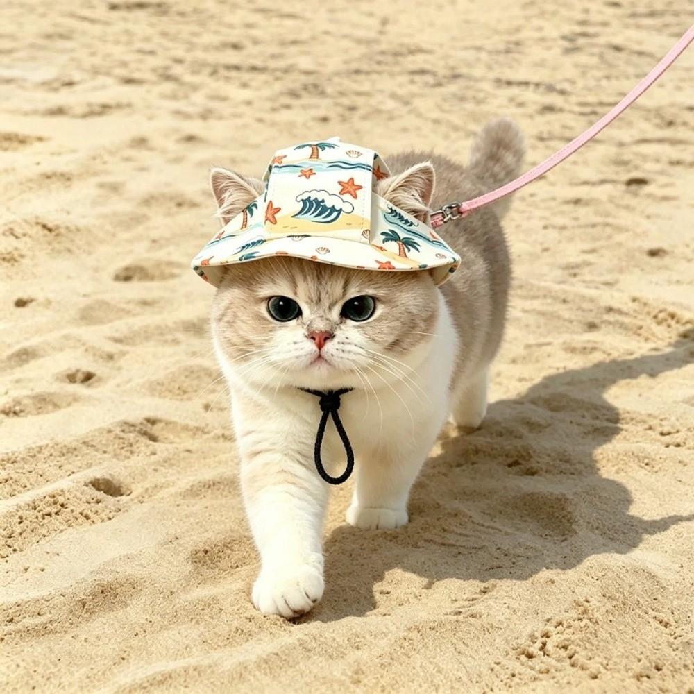 Breathable Pet Sun Hat Adjustable Pet Visor Hat Fashion Dog Sunscreen Hat  Travel