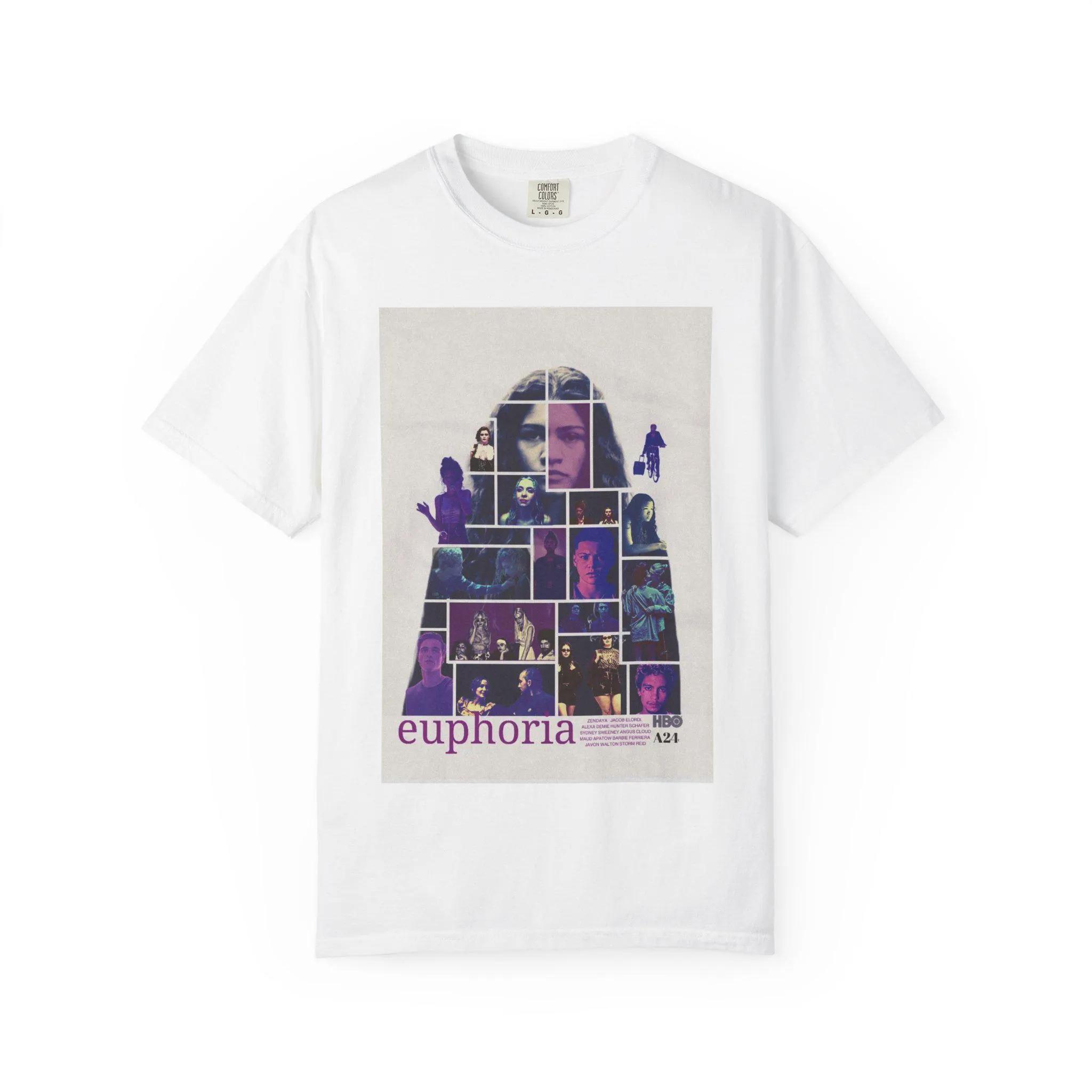 

2026 Retro Euphoria A24 Movie Poster T-Shirt 90s Y2K Aesthetic Euphoria TV Show Zendaya Fans Tee Unisex Loose Fit Casual Tshirt 2XL