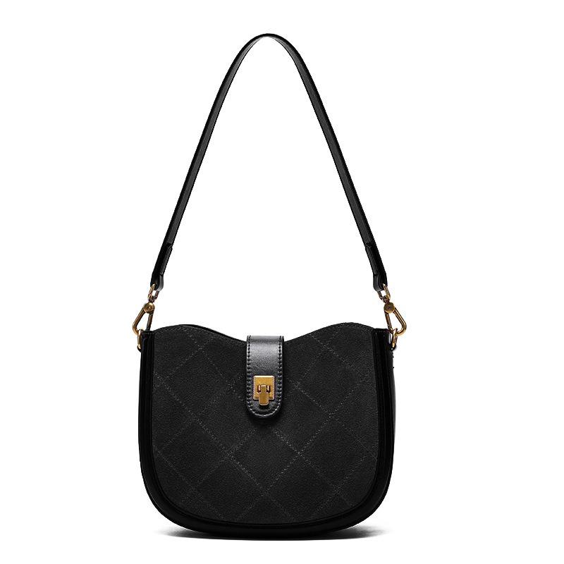 

Autumn new leather saddle bag women s matte cowhide underarm bag shoulder messenger bag чёрный