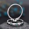 Elegant Emerald Zircon Ring For Women Blue Sapphire Wedding Band Set Fashion Jewelry