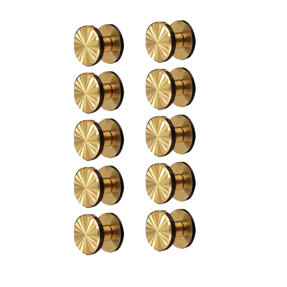 10Pcs Premium Brass Sunflower Screws 10x4x4mm Sturdy Flat Rivets Easy Use Eco Friendly for Belt Harness Nail Book Luggage Craft