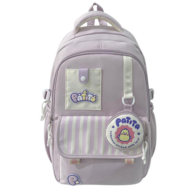 Color Block Student Schoolbag Women College Style Backpack