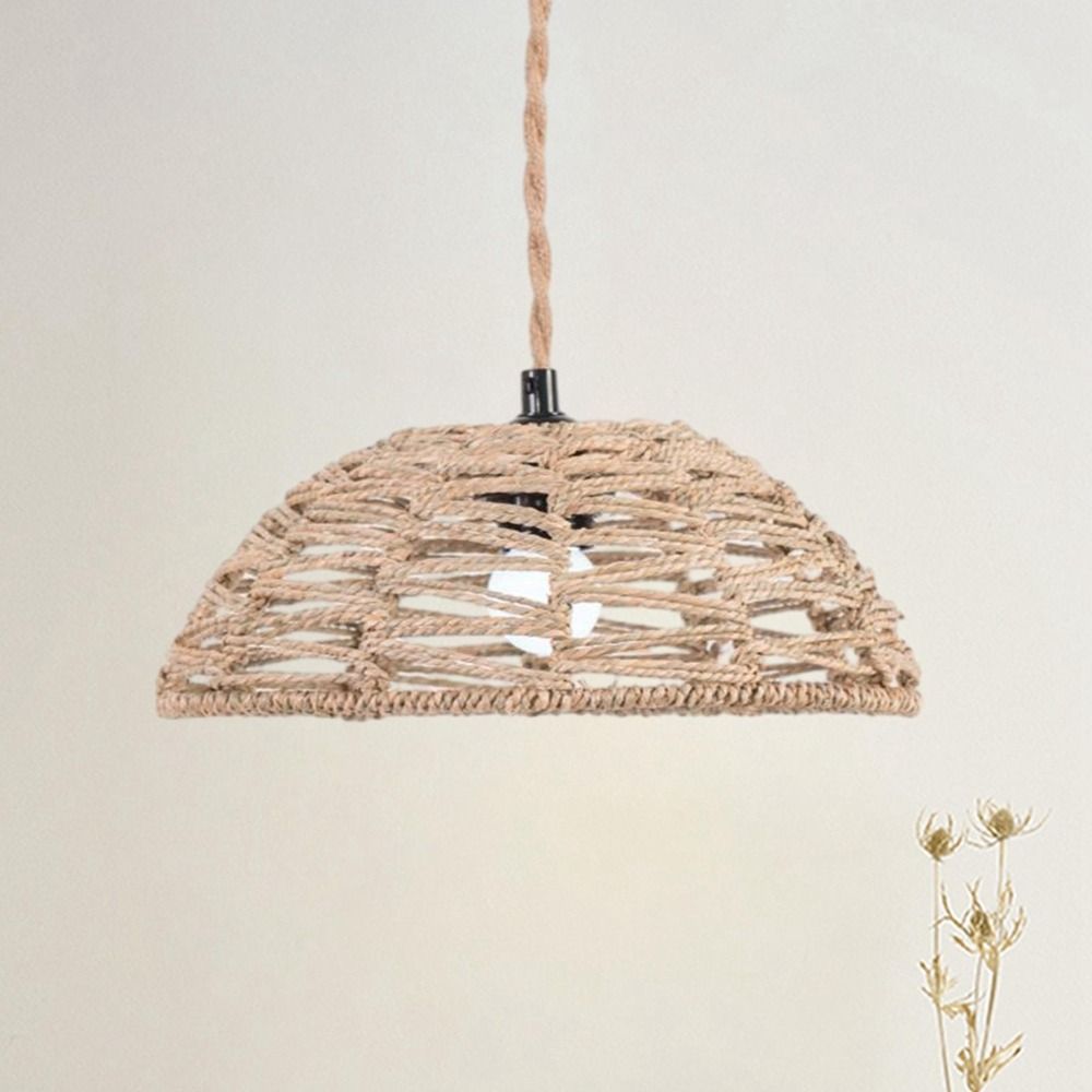 Hand Weaved Rattan Lamp Shade Easy to Install Chandelier Lamp Accessories  Restaurant