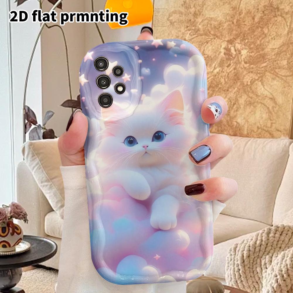 Phone Case: 2D Flat Samsung Galaxy A34 A35 M05 M06 S20 S22 S21 FE Plus 5G Protective Case, Couples Style, Cloud Cat, Christmas and Halloween Gift