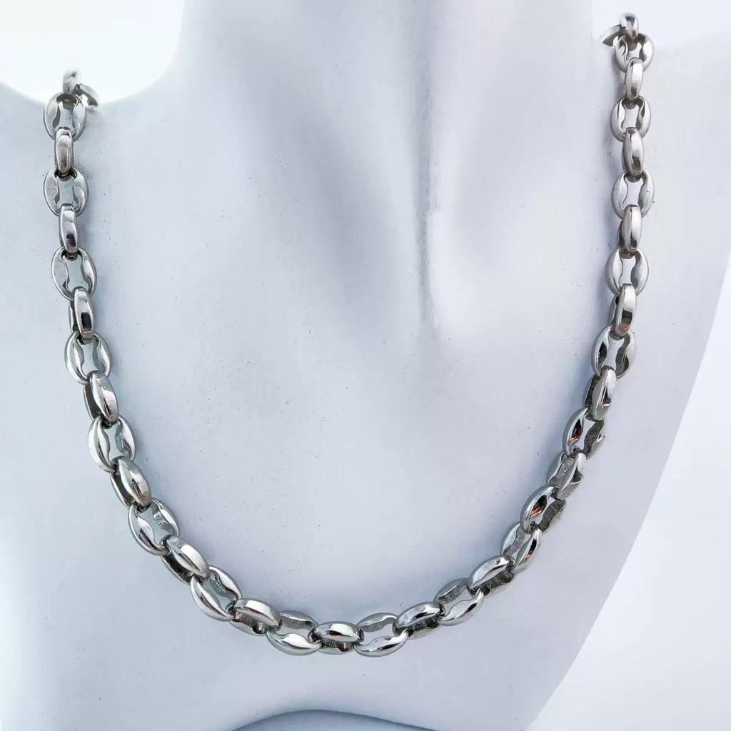 Men's European & American Style Chunky Necklace, Titanium Stainless Steel Flat Link Chain