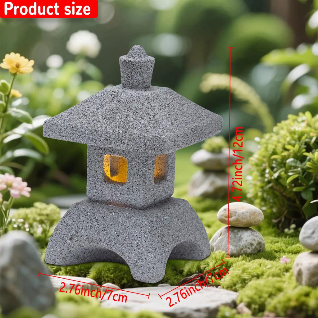 Japanese Lantern Pagoda Statues LED Lights Zen Garden Accessories for Home Mini Meditation Fish Tank Yard Aquarium Bonsai Decor