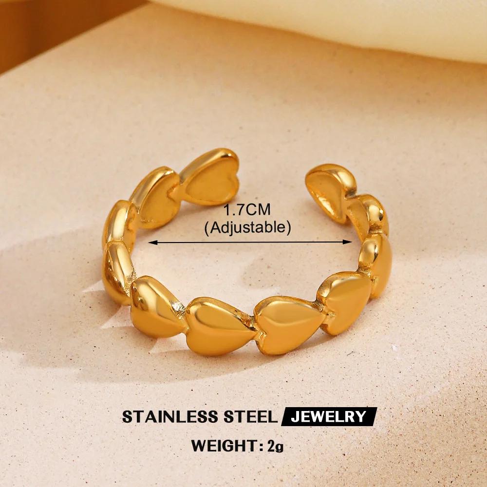 1Pc Stainless Steel Gold Color Rings For Women Waterproof Geometric Open Finger Ring Girls Fashion Daily Jewelry Accessories