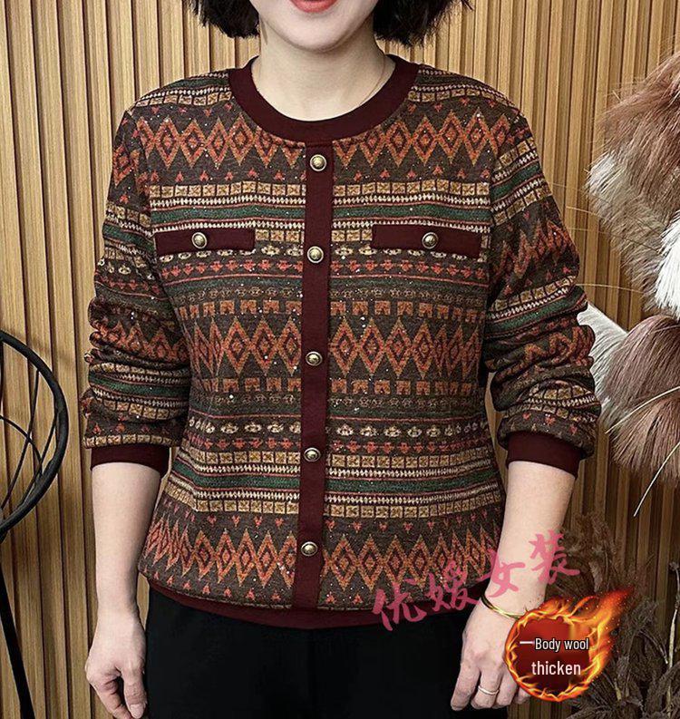 

2025 Plus Velvet Autumn/Winter Loose Round Neck Base Layer Top for Women 4XL (suggested for 130-140 lbs)