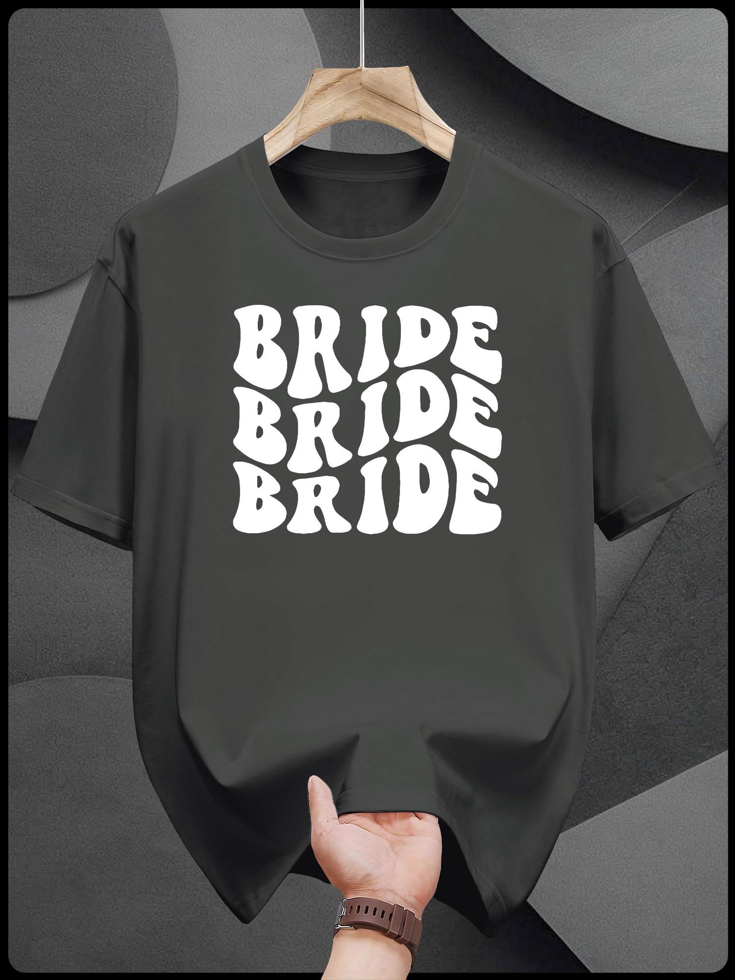 Casual Bride Print Cotton T-shirt - Black with White Text S
