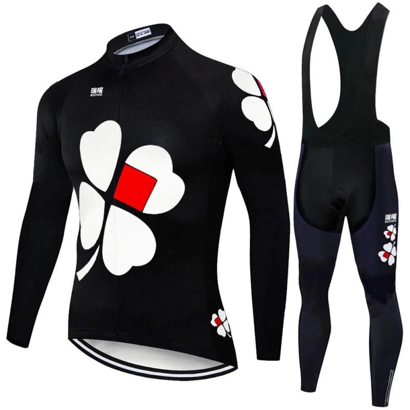 Unisex Long Sleeve Fleece-Lined Cycling Jersey Mountain Road Bikes Wear