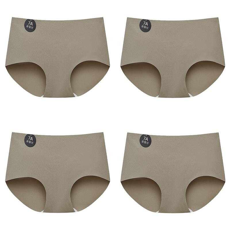 4PCS Seamless Panties for Woman Ice Silk Underwear Soft Thin Briefs Women's Underpants Fashion Sexy Female Lingerie