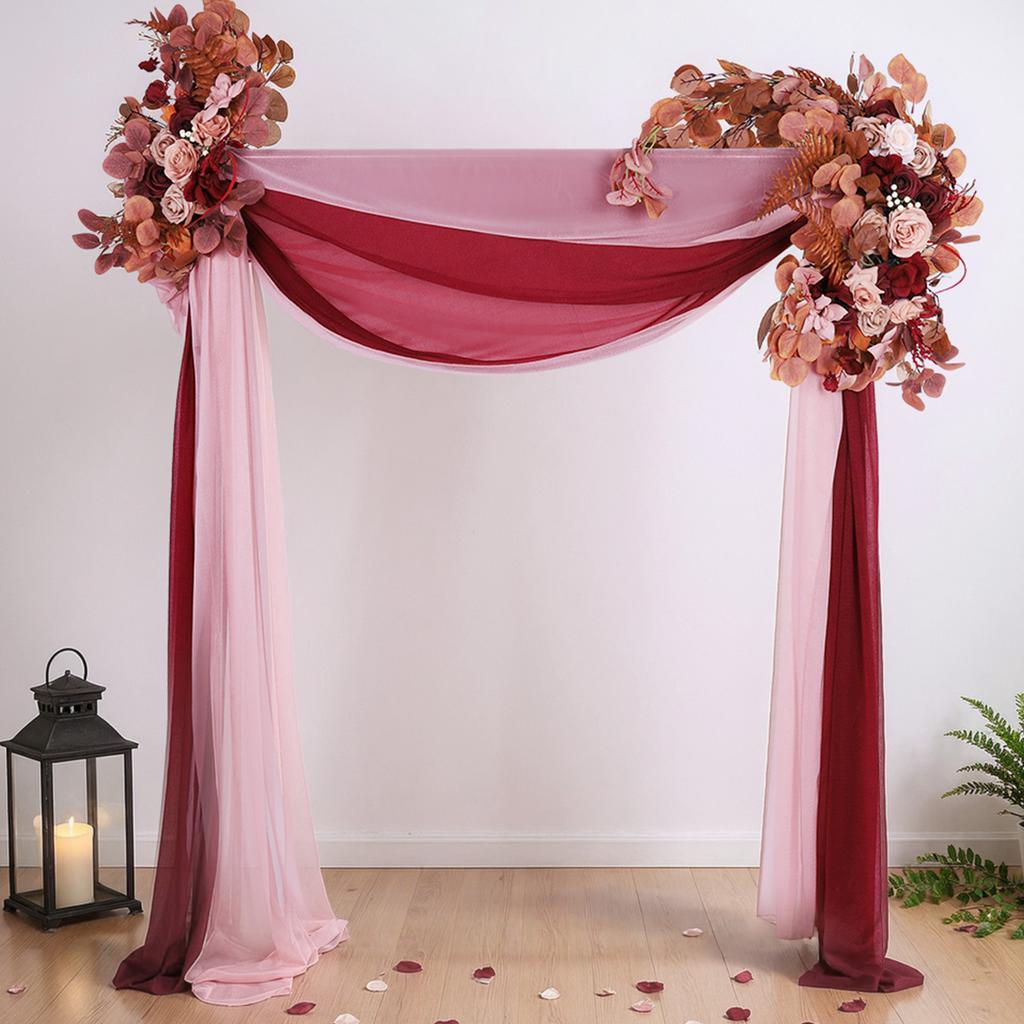 Pack of 4 Wedding Arch Flowers Kit with Sheer Drapes Wedding Arch Artificial Flowers Kit for Ceremony Reception Stage Decor