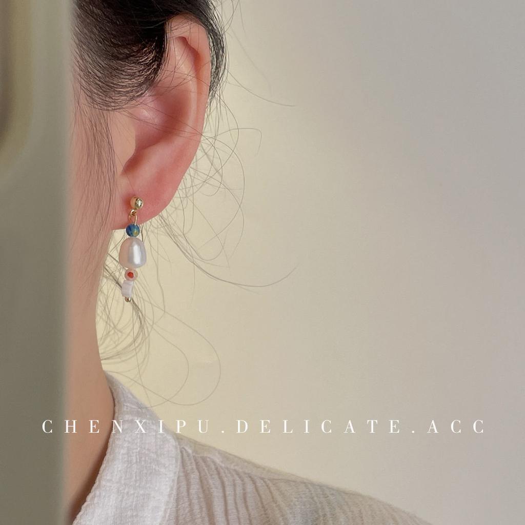 Sweet summer colorful handmade asymmetrical design glass floral glazed ear buckle cute sweet earrings earrings women
