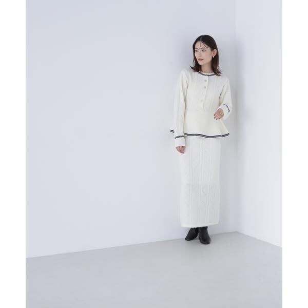 Natural Beauty Basics Peplum Cable Knit Set (White/M)