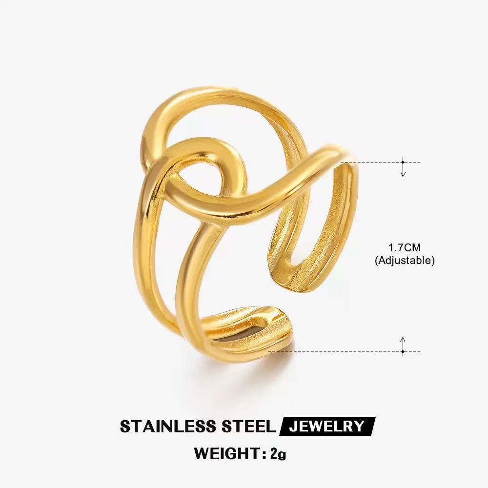 Wholesale High End Waterproof Three-dimensional M Letter Hollow Stainless Steel Finger Ring Trendy for Women Personalize Jewelry