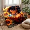 Sun Moon Butterfly Theme Blanket Lightweight Warm Flannel Blanket Decorative Throw Blanket for Home Decoration