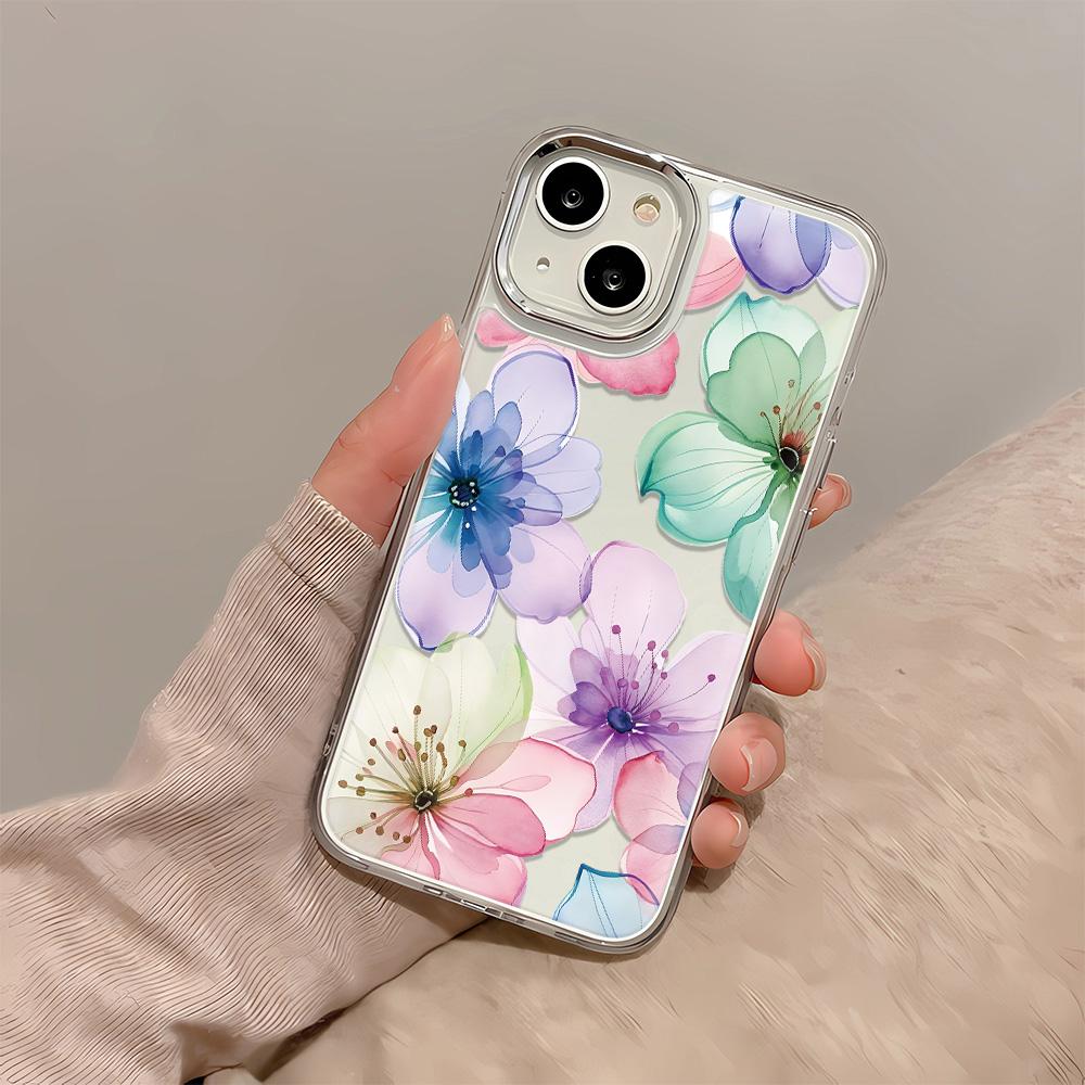 Colorful Large Flowers Soft TPU Case For IPhone 16 16E 15 14 Plus 13 12 11 Pro Max X XS XR 7 8 Plus Cover Case Funda Bumber