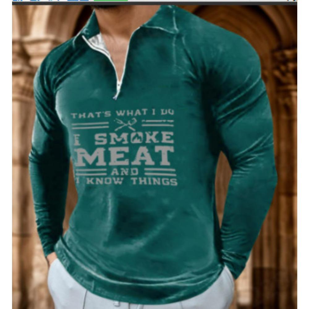 Men's Polo Shirt Autumn and Winter New Digital Printing T-shirt Casual Retro Long-sleeved Sweatshirt