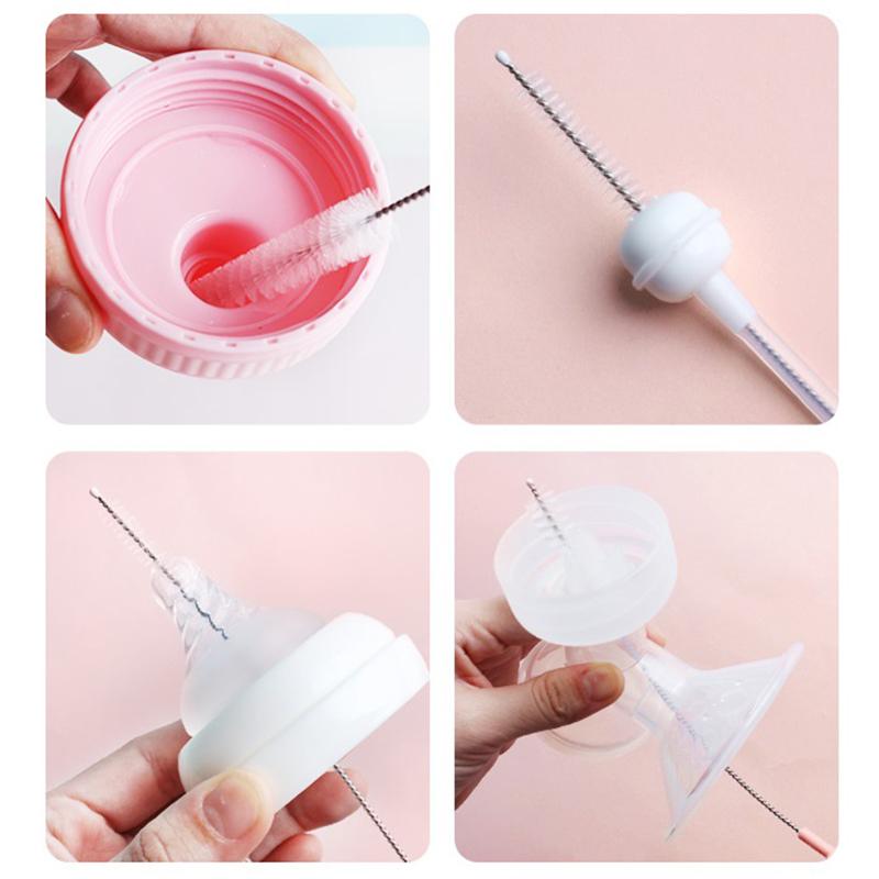 Bending Stainless Straw Brush Cleaner Soft Hair Suction Glass Tube Cleaning Brushes Baby Kids Bottle Brush Long Handle Reusable