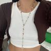 Goth Crystal Y-Shaped Necklace Long Chain Retro Clavicle Chain Punk Cross Pendant Necklace  Lady
