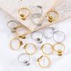 5 stuks Roestvrij Staal Verstelbare Dubbele Bezel Ringen Basis Goudkleurig Geschikt voor 6mm Cabochon Ring Setting Blanks Doe-het-zelf Sieraden Accessoires