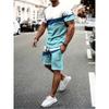 New Summer Men's Sportswear Short-sleeved T-shirt Suit Two-piece Outdoor Travel Clothing Oversized Shorts Training Clothes