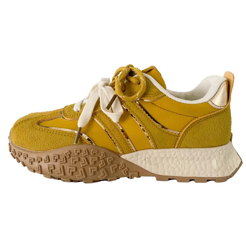 

A9902 latex insole/popular dad shoes women s shoes casual sports shoes 2025 new niche design waffles 40 золотий жовтий колір