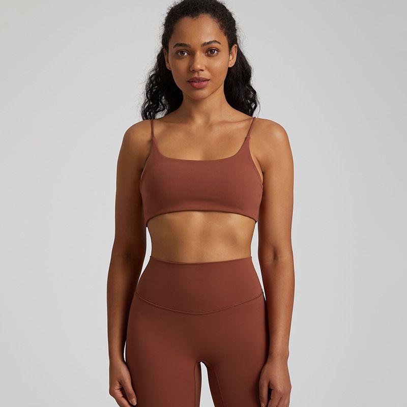 Candy Color Nude Feel Workout Bra Outdoor Tight Running Exercise Underwear Shockproof Quick-Drying Workout Clothes Tops Women