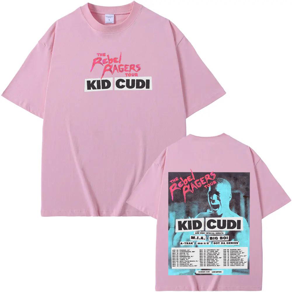 THE REBEL RAGERS TOUR 2026 T-Shirt American Rapper Kid Cudi High Quality Tee-shirt Short Sleeve Women/men 100% Cotton Tshirt