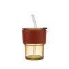 QIHANG Bamboo Joint Glass Car Water Cup with Straw