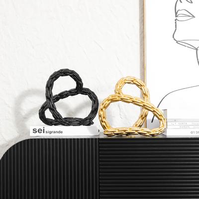 Harzhandwerk Goldener Knoten Kette Ring Ornament Geometrisch Gewunden Dekorative Figuren Heimdekorationszubehör