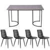 Ensemble De Salle À Manger - MUVOE - 5 Pièces - Table 140x80 Cm - Chaises En Velours - Métal Gris