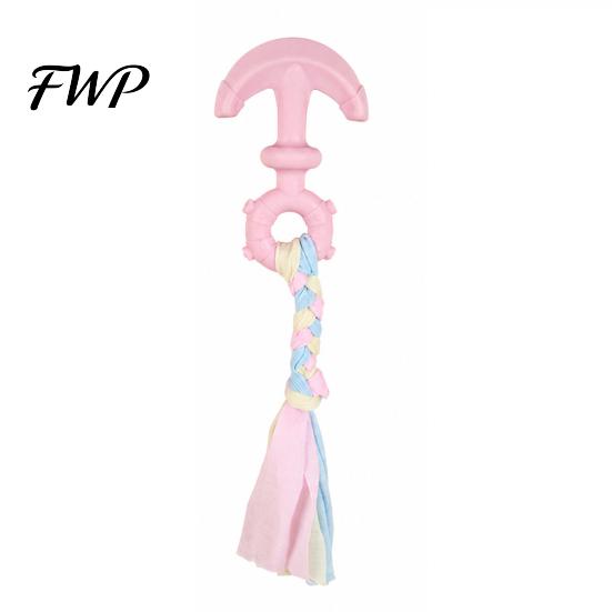 Tear Resistant Dog Rope Tug of War Toy, Rubber Chew Toy with Braided Safe Toys Fabric Strips, Interactive Teeth Cleaning for Small to Large